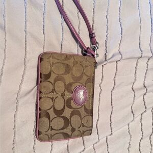 Coach Brown and Pink Wristlet